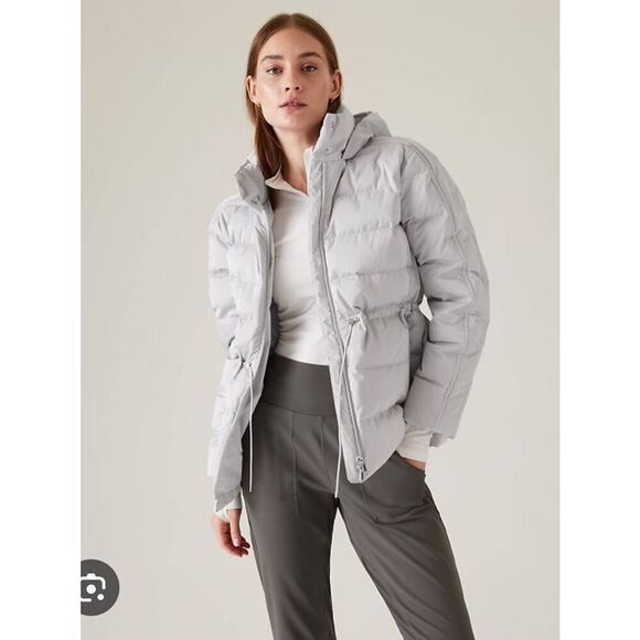 Athleta Pursuit Sateen Down Puffer Jacket Size Large - Picture 1 of 9